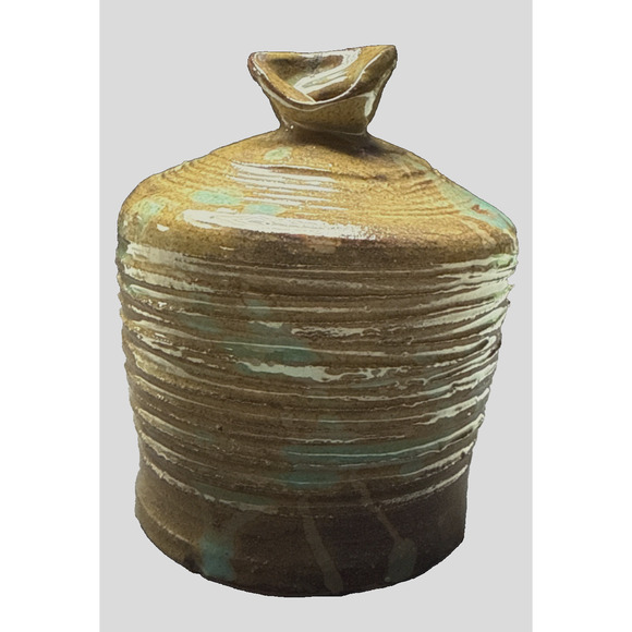 MCM Bailey Studio Art Pottery Glazed Vase Weed Pot Brown Green As Is - Picture 15 of 15